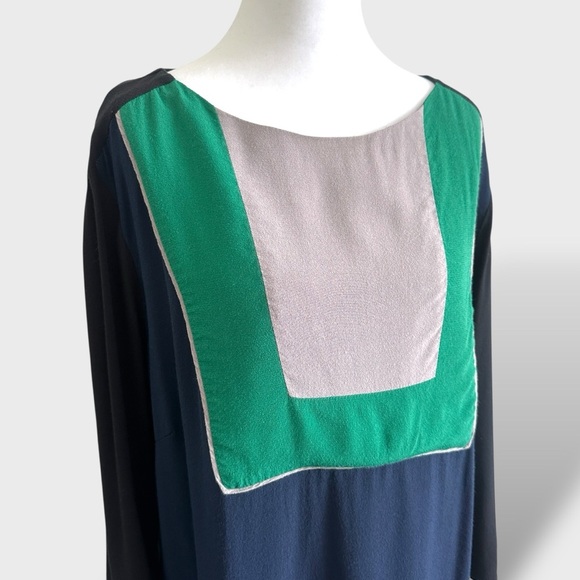 Boden Tunic Blouse Women’s Size 16 Colorblock Mod Retro Viscose Lined Office Top - Picture 8 of 11